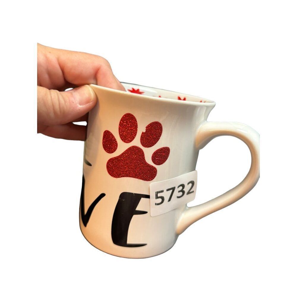 Love My Furry Friends Ceramic Mug With Paw Print & Red Stars - Picture 8 of 8